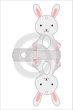 Cute easter egg holder rabbit template. Retail paper box for the easter egg. Printable color scheme. Laser cutting vector template photo