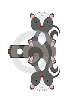 Cute easter egg holder skunk template. Retail paper box for the easter egg. Printable color scheme. Laser cutting vector template