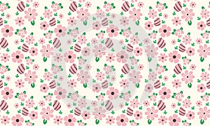 Cute Easter egg pattern background, with beautiful leaf and flower design