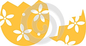 Cute Easter egg shell broken flat vector illustration Isolated. Hatched egg.