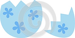 Cute Easter egg shell broken flat vector illustration Isolated. Hatched egg.