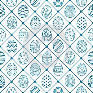 Cute Easter eggs in blue outline.