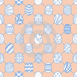 Cute Easter eggs in blue outline.