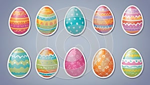 Cute easter eggs with flowers, in sticker style