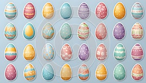 Cute easter eggs with flowers, in sticker style