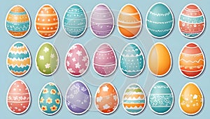 Cute easter eggs with flowers, in sticker style