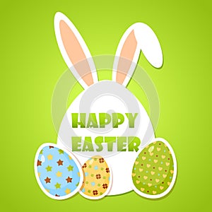 Cute Easter poster with eggs and rabbit ears