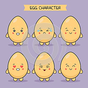 Cute Egg Characters With Various Expression