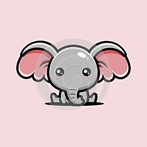 Cute elephant animal cartoon character is sitting posing