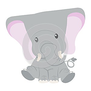 Cute elephant baby cartoon vector