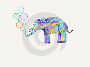 Cute elephant with balloons