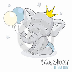 Cute elephant boy with balloons