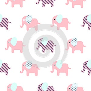 Cute elephant cartoon baby seamless pattern.