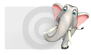Cute Elephant cartoon character with white board