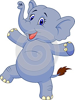 Cute elephant cartoon dancing