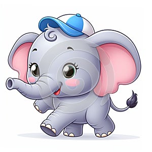 Cute elephant cartoon isolated on white background, suitable for illustration purposes 1