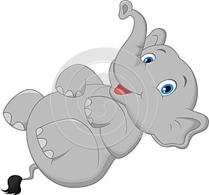 Cute elephant cartoon lying on the floor