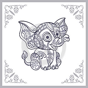 Cute elephant cartoon mandala arts isolated on white background