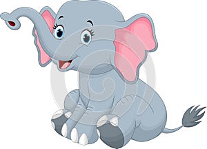 Cute elephant cartoon sitting