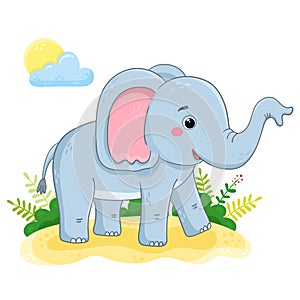 Cute elephant in cartoon style. African animal vector illustration.