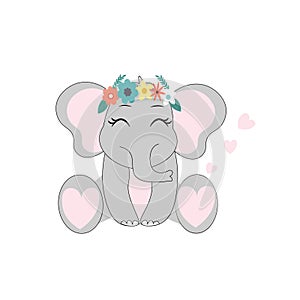 Cute elephant cartoon vector illustration