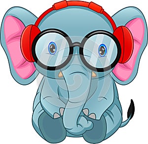 Cute elephant cartoon on a white background