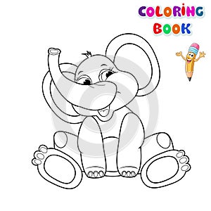 Cute elephant, coloring book