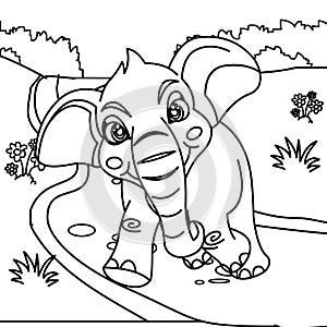 Cute elephant coloring page