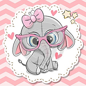 Cute Elephant girl in pink eyeglasses