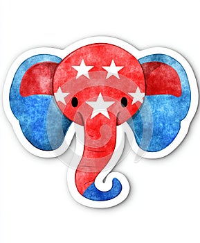 Cute elephant head - symbol of republicans, illustration isolated on white background photo