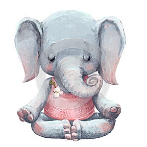 Cute elephant makes yoga