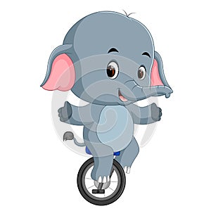 Cute Elephant riding a unicycle