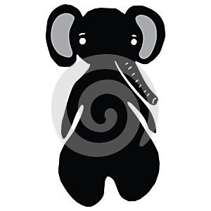 Cute elephant silhouette cartoon vector illustration motif set. Hand drawn bold safari wildlife elements clipart for