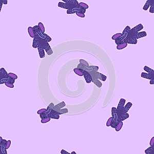 Cute elephant toy seamless pattern. Funny child playthings in doodle style