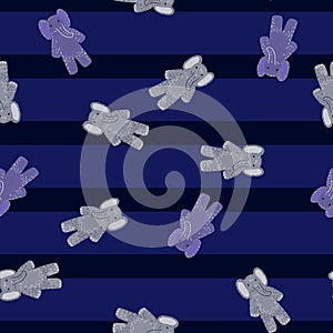 Cute elephant toy seamless pattern. Funny child playthings in doodle style