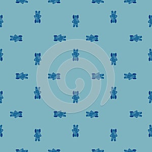 Cute elephant toy seamless pattern. Funny child playthings in doodle style