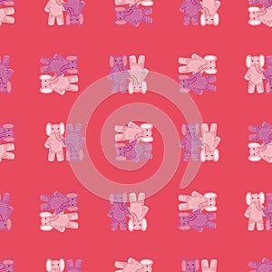 Cute elephant toy seamless pattern. Funny child playthings in doodle style