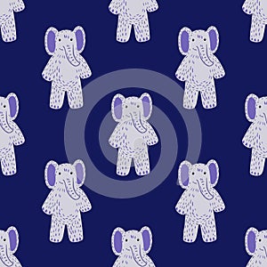 Cute elephant toy seamless pattern. Funny child playthings in doodle style