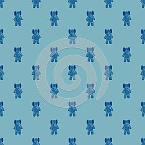 Cute elephant toy seamless pattern. Funny child playthings in doodle style