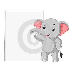 Cute elephants with blank sign