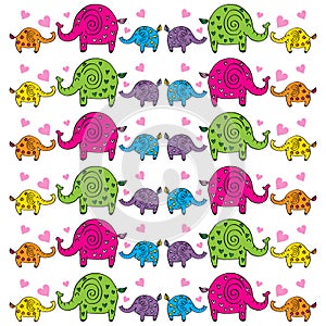 Cute elephants pattern photo