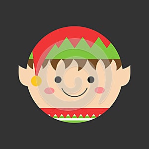 Cute elf head vector illustration icon