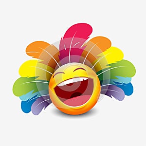 Cute emoticon isolated on white background with carnival headdress motive - smiley - vector illustration