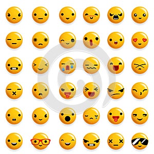 Cute Emoticon Smile Emoji Icons Set Isolated 3d Realistic Design Vector Illustration