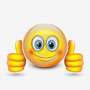 Cute emoticon with thumbs up, emoji - illustration photo