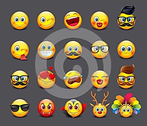 Cute emoticons set, emoji - illustration photo