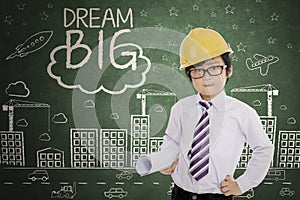 Cute engineer with text of dream big