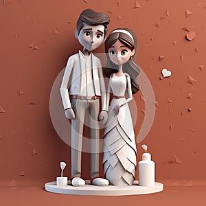 Cute Estranged Couple Figurine And 3d Model Flats