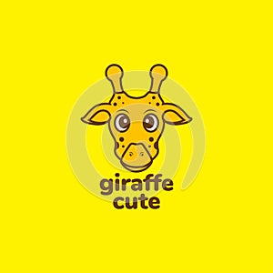 Cute face giraffe logo design