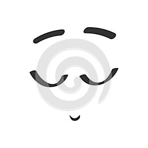 Cute face with smile and closed eyes, sleeping character in doodle style